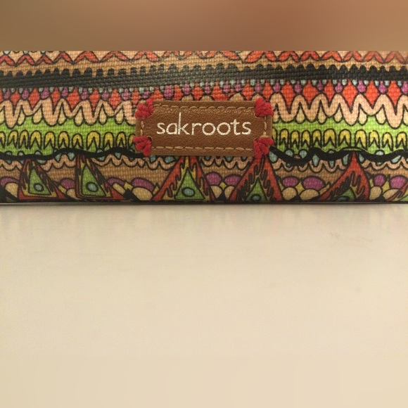 Sakroots Multicolored Design Coated Canvas Wallet w/ Embroidered Purple … - Picture 2 of 8